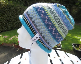 Colorful children's cap 4-8 years - knitted cap in Nordic Fair Isle patterns