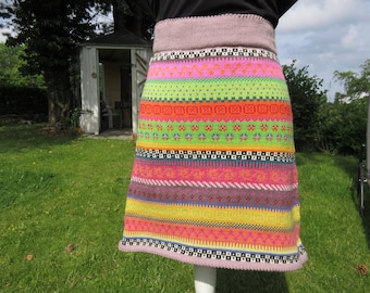 Colorful knitted skirt Gr. L - knitted skirt in Nordic Fair Isle patterns