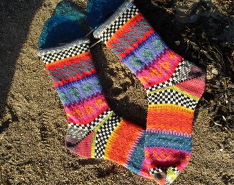 Colorful socks size 40-41 - knitted socks in Nordic Fair Isle patterns