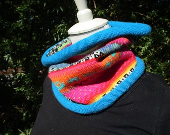 Colorful loop scarf - tube scarf in bright colors and Nordic Fair Isle patterns