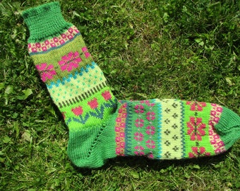 Colorful socks size 38/39 - knitted socks in Nordic Fair Isle patterns