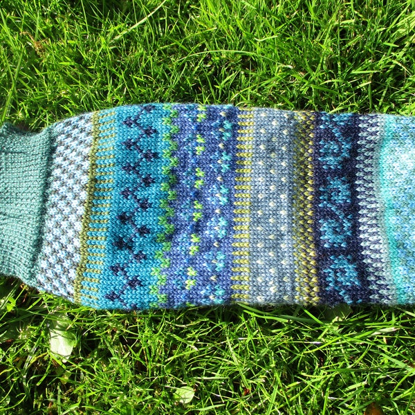 Colorful cuffs - legwarmers size S/meter - knee-length cuffs and Nordic Fair Isle patterns