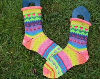 Colorful socks size 38/39 - knitted socks in Nordic Fair Isle patterns