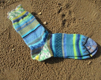 Bunte Socken Gr. 43/44 - gestrickte Socken in nordischen Fair Isle Mustern