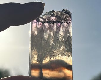 Polished Brazilian amethyst slice with agate #3