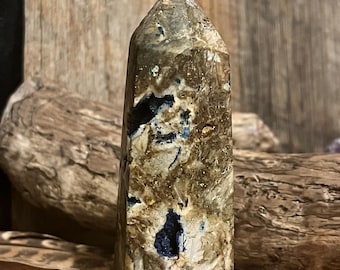 Stunning rarer mineral, azurite in its matrix rock point/ tower/ generator