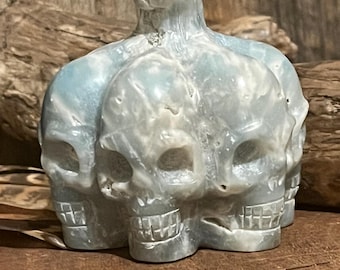 Caribbean calcite pumpkin skulls