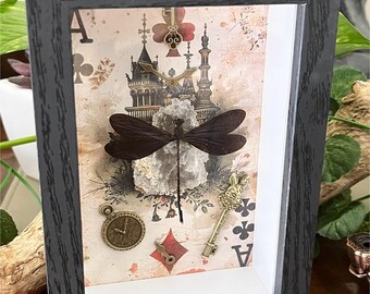 Alice in wonderland theme dragonfly (Vestalis Luctuosa) sparkly blue damsel fly