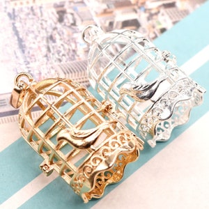 Bird Cage Charms Pendants Silver&KC Gold 35*21mm 40*21mm