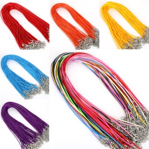 20PCS 1.5mm 17-18inch 25 Colors Adjustable Wax Snake Necklace Cord String Rope,1.8inch Extender Chain,12x7mm Lobster Clasp,DIY Cord