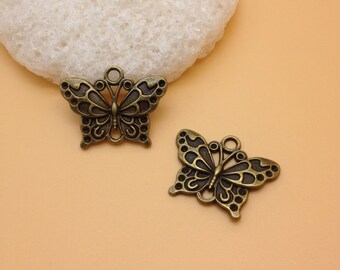 SELL 10pcs 15x25mm antique bronze butterfly charm Pendant