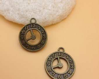 SELL 20pcs 19mm antique bronze clock pendants charms