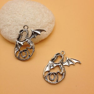 SELL 10pcs 36x36mm antique silver dragon charm Pendant