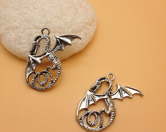 SELL 10pcs 36x36mm antique silver dragon charm Pendant