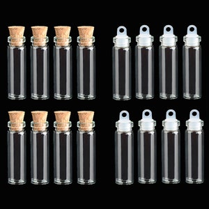 10pcs Transparent Mini Empty Glass Bottles With Cork Wishing Message Vials Jars Container Gift 1.5ml Home Decoration Accessories--11 x 35 mm