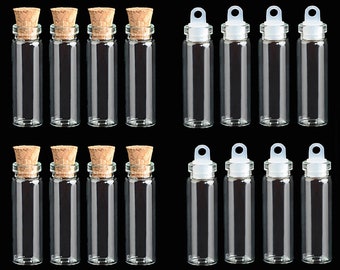 10pcs Transparent Mini Empty Glass Bottles With Cork Wishing Message Vials Jars Container Gift 1.5ml Home Decoration Accessories--11 x 35 mm