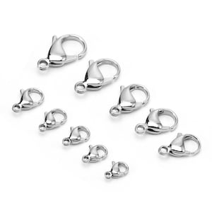 1000Pcs 9mm-19mm Stainless Steel Lobster Claw Clasps, Findings for Necklace Bracelet Jewelry Making