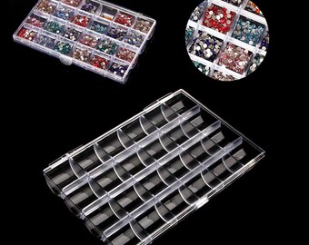 10Pcs 24 Grids Plastic Empty Nail Storage Box Organizer Case Clear Transparent Nail Art Rhinestone Tips Jewelry Beads Container