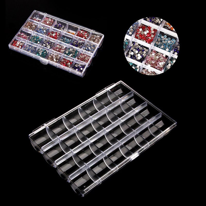 Rhinestone Organizer Storage Box, 4PCS 15-Grid Small Clear Plastic