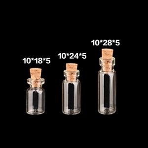 Glass Bottles 10pcs Transparent Mini Empty Glass Bottles With Cork Wishing Message Vials Jars Container Gift 1ml Home Decoration Accessories