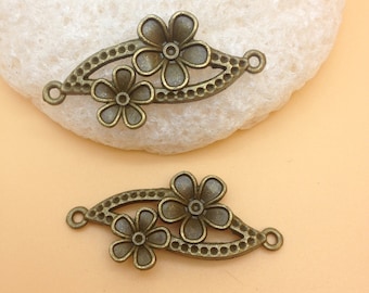 SELL 20pcs 17x37mm antique bronze rose flower pendants charms