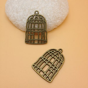 20pcs 2 Color 22x32mm Bird Cage Charms Pendants Antique Silver&Antique Bronze