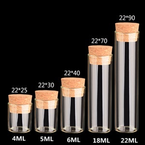 Glass Bottles 10 PCS Mini Glass Bottles Glass Vials With Cork Tiny Bottle Small Glass Size:22*25MM 22*30MM 22*40MM  22*70MM 22*90MM