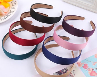 Satin Headbands 10pcs 30mm Wide Mix Satin Hair Hoop Hair Crafts Blanks Hair Band Beauty Hat Making