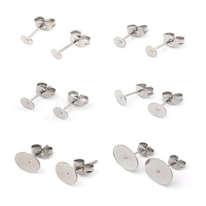Stainless Steel Earring 100PCS Nickel Free Stainless Steel Earring Posts With Pad And Stopper Earring Stud Post Earring Blank Earring Post