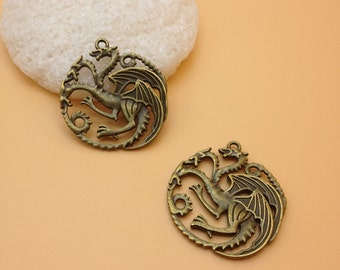 SELL 8pcs 33x36mm antique bronze dragon charm Pendant