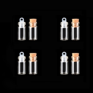 10pcs Transparent Mini Empty Glass Bottles With Cork Wishing Message Vials Jars Container Gift 1ml Home Decoration Accessories--11 x 22 mm