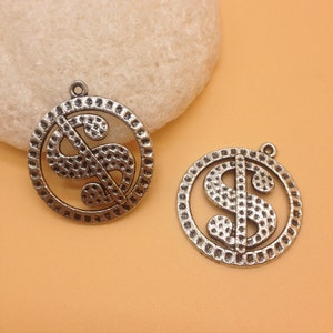 SELL 20pcs 25mm antique silver dollar money pendants charms