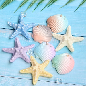 50pcs Ocean Animal Resin Shell Starfish Accessories Resin Flatback Cabochons Slime Charms