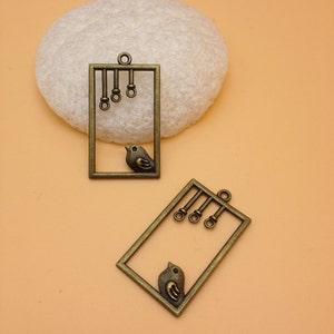 10pcs 2 Color 22x35mm Cird Cage Charms Pendants Antique Silver&Antique Bronze