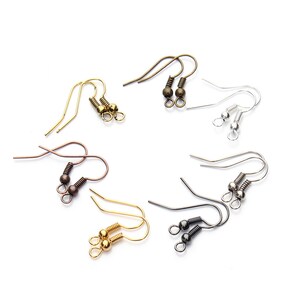 200PCS 18mm Fashion Cheap Beads Iron Ear Hook Clasp With Bead Charms Earring Wires Fit DIY Jewelry Findings wholesale