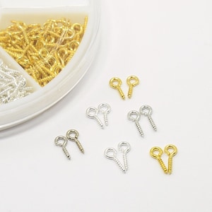 200PCS 5*10MM Eyebolts Screw Hole Screw Eye Bolts Eyelets  Silver Plated Long Jewelry Making Micro Eye Screws,Screw Eye