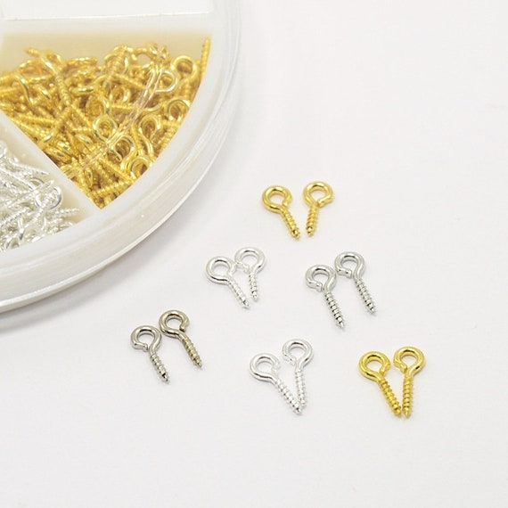 200PCS 5*10MM Eyebolts Screw Hole Screw Eye Bolts Eyelets Silver Plated