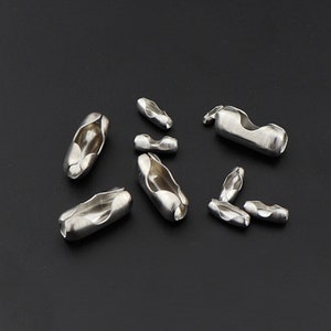 100pcs 1.5mm 2.0mm 2.4mm Stainless Steel Ball Chain Clasp Connectors End Beads Crimp for DIY Jewelry Making Findings Supplies