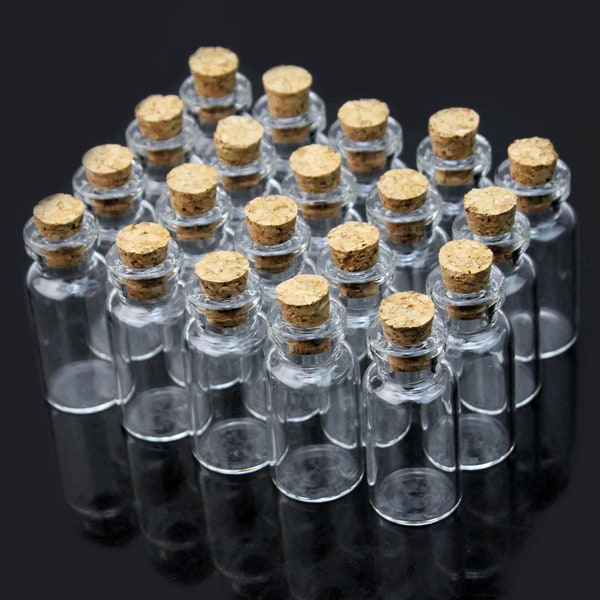 10pcs Transparent Mini Empty Glass Bottles With Cork Wishing Message Vials Jars Container Gift 2ml Home Decoration Accessories--16 x 35 mm