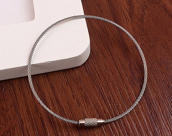 Armband Runt Rostfritt Stål 20 ST Minnetråd Halsband Kedja Hoop Chocker 1 mm Med Vridspänne/Skruvspänne DIY Tillbehör Svart