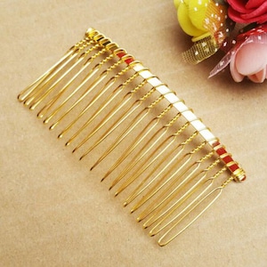 Cheveux Combs 10PCS DIY Gold Blank Metal Hair Clips Wedding Veil Side Comb 20 Teeth Bridal Hair Accessoires 7.5cmx3.5cm