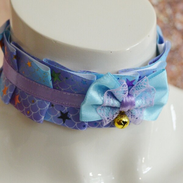 MtO - Kitten play buckle collar - Starry Mermaid -  petplay ddlg cute cgl ddlg pet play sturdy collar for puppy or kittenplay by Nekollars