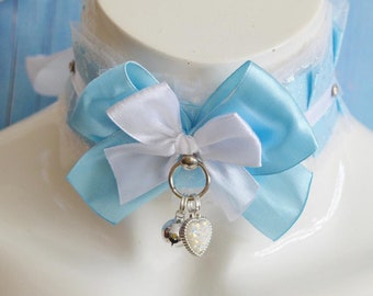 Premade Kittenplay collar - Summer Sky - ddlg mdlg cgl princess costume - kitten petplay pet choker daddy kink necklace - by Nekollars