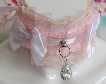 Coleira pré-fabricada Kittenplay day - Sweet Dream - DDLG mdlg cgl princess costume - colar kitten petplay pet choker daddy kink - por Nekollars