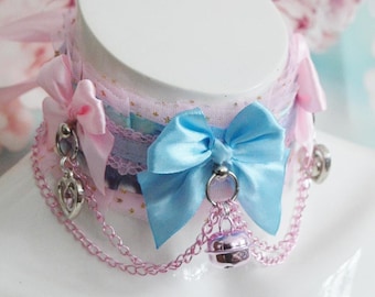 Coleira pré-fabricada Kittenplay day - Chained Heart - DDLG mdlg cgl princess costume - colar kitten petplay choker daddy kink - por Nekollars