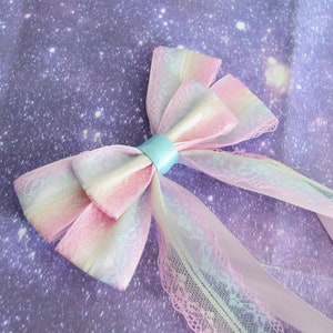 MtO - Hair bow - Paster Rainbow - fairy kei hairbow decora lolita harajuku street fashion romantic victorian fashion kawaii costume