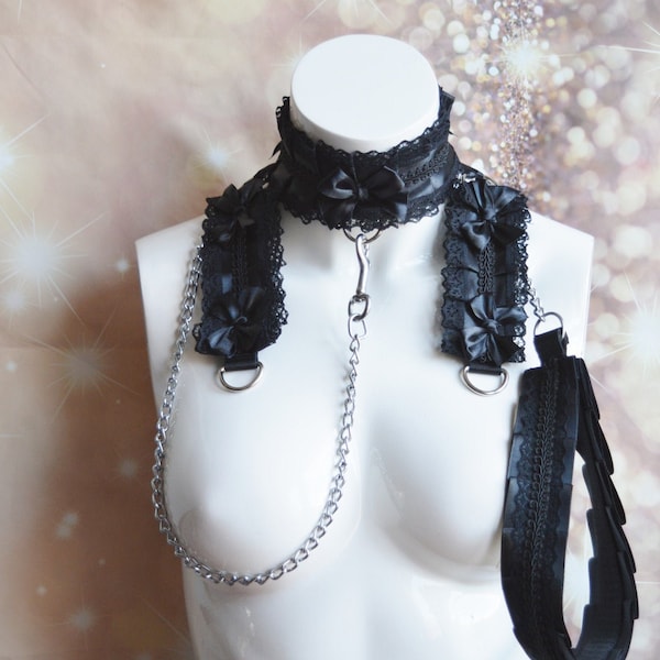 MtO- Gothic Kitten play halsband, riem en manchetten - Schoppenvrouw - bdsm-proof gothic gear ddlg kittenplay girl choker van Nekollars