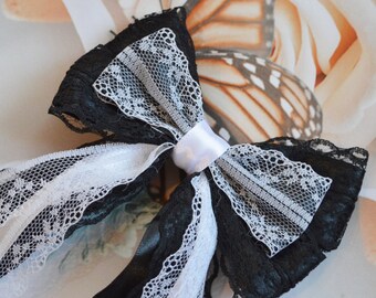 MtO - Hair bow - black lilac - gothic goth fashion accessory bow lolita harajuku romantic princess hairbow kawaii maid costume bow