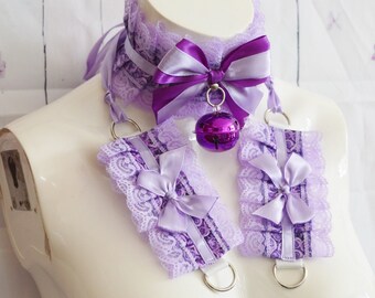 Coleira e punhos pré-fabricados para gatinhos - Penolopei - conjunto de gargantilha pet ddlg cgl gatinho play petplay colar feito à mão de renda por Nekollars
