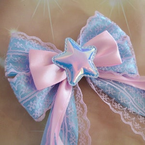 Made to Order - Hair bow - pastel pink blue - fairy kei decora lolita harajuku romantic victorian pastelgoth goth princess fashion kawaii